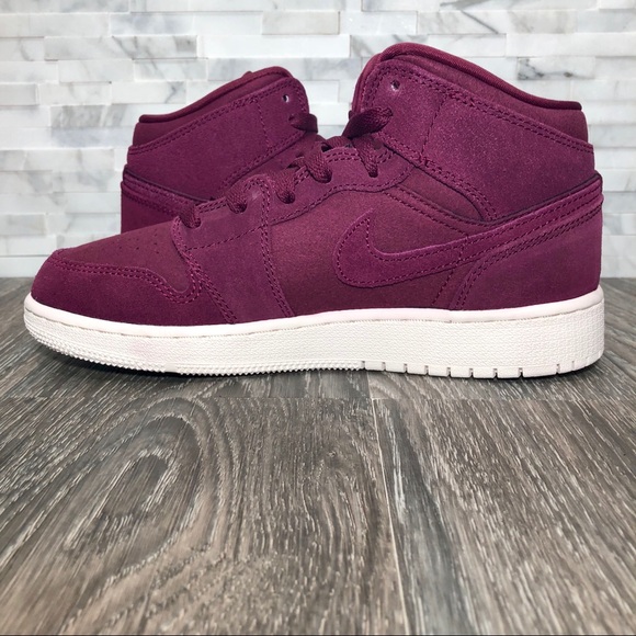 NWOT Kids Air Jordan 1 Mid Bordeaux & Sail - Picture 4 of 8